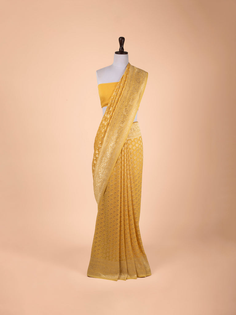 Handwoven Yellow Georgette Saree