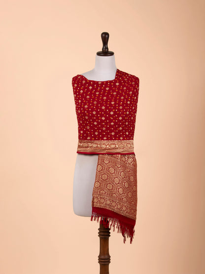 Handwoven Red Georgette Dupatta