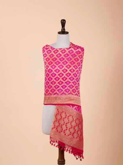 Handwoven Pink Georgette Dupatta