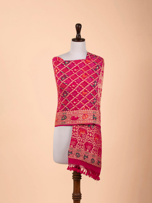 Handwoven Pink Georgette Dupatta