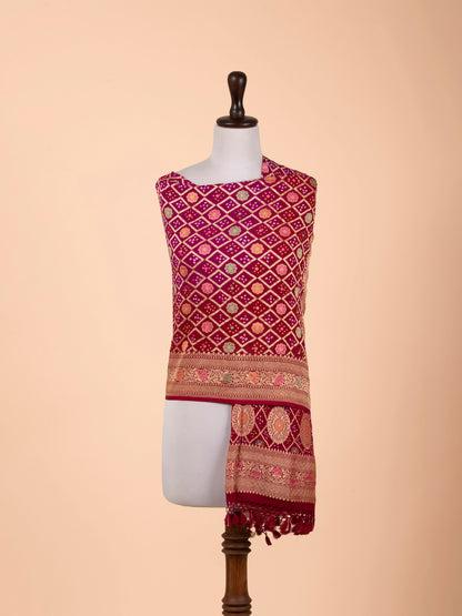 Handwoven Pink Georgette Dupatta