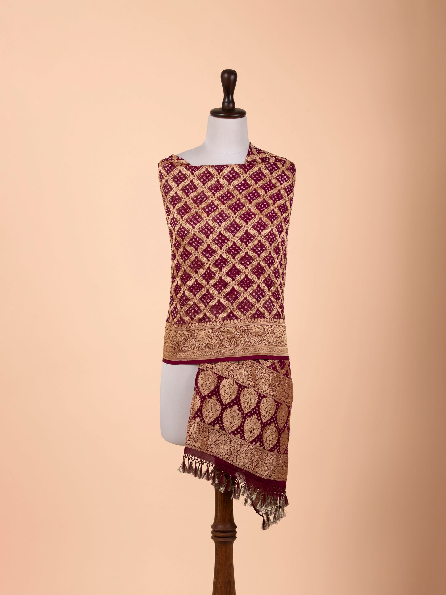 Handwoven Garnet Georgette Dupatta