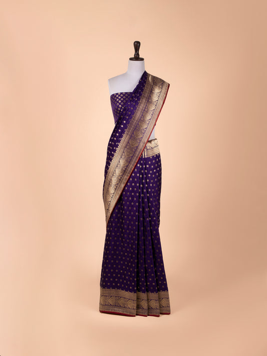 Handwoven Blue Satin Silk Saree