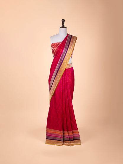 Handwoven Red Satin Silk Saree