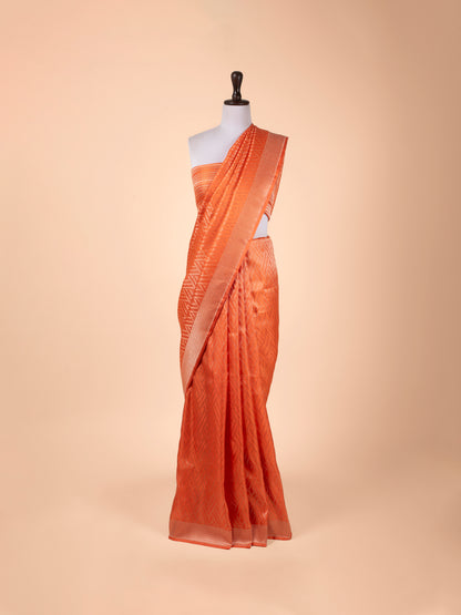 Handwoven Orange Silk Saree