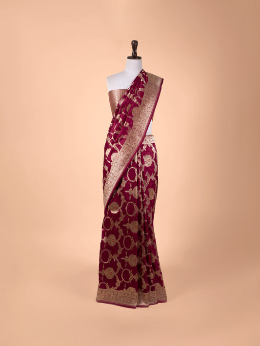 Handwoven Magenta Silk Saree