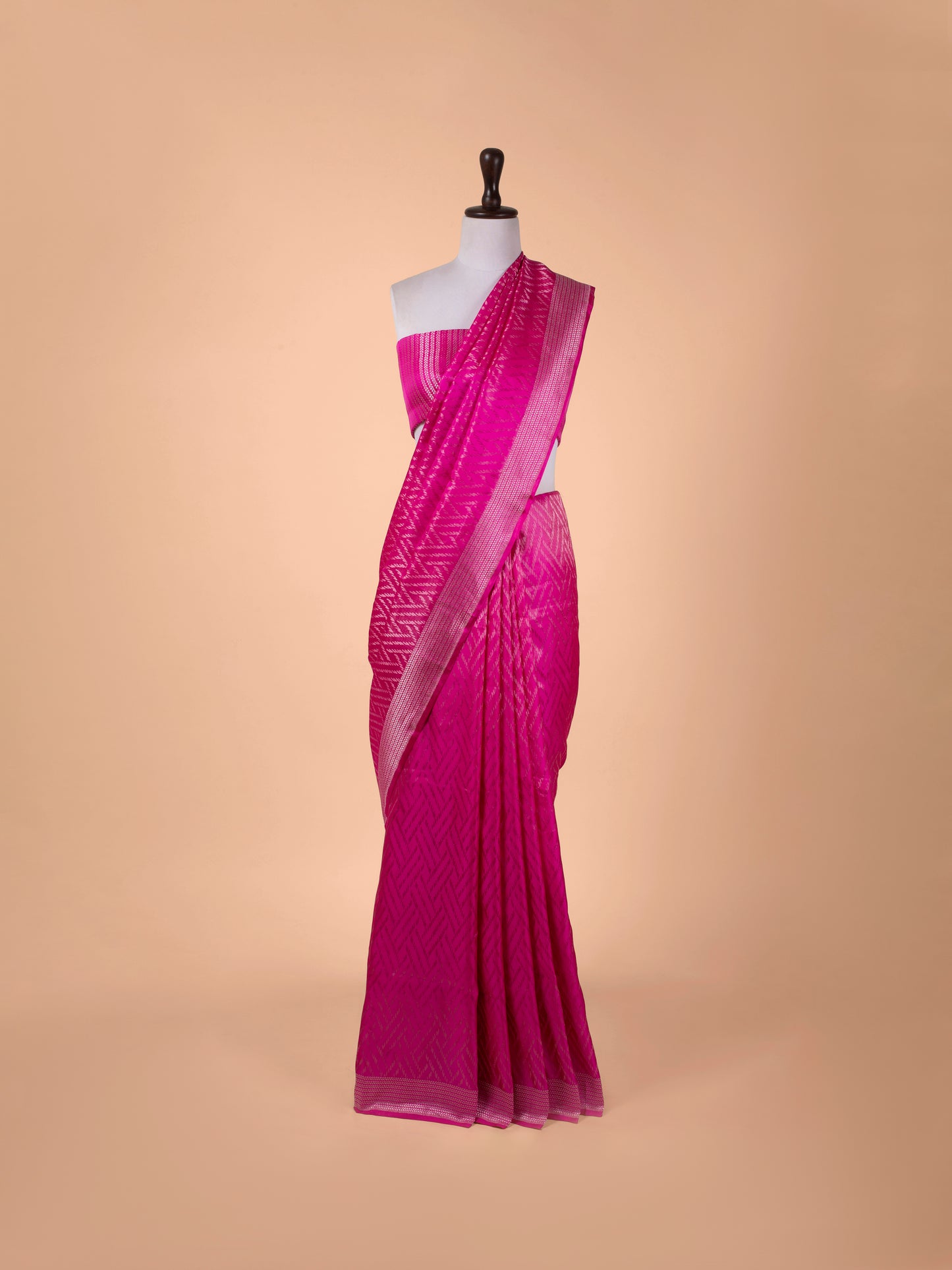 Handwoven Rani Pink Satin Tissue Saree