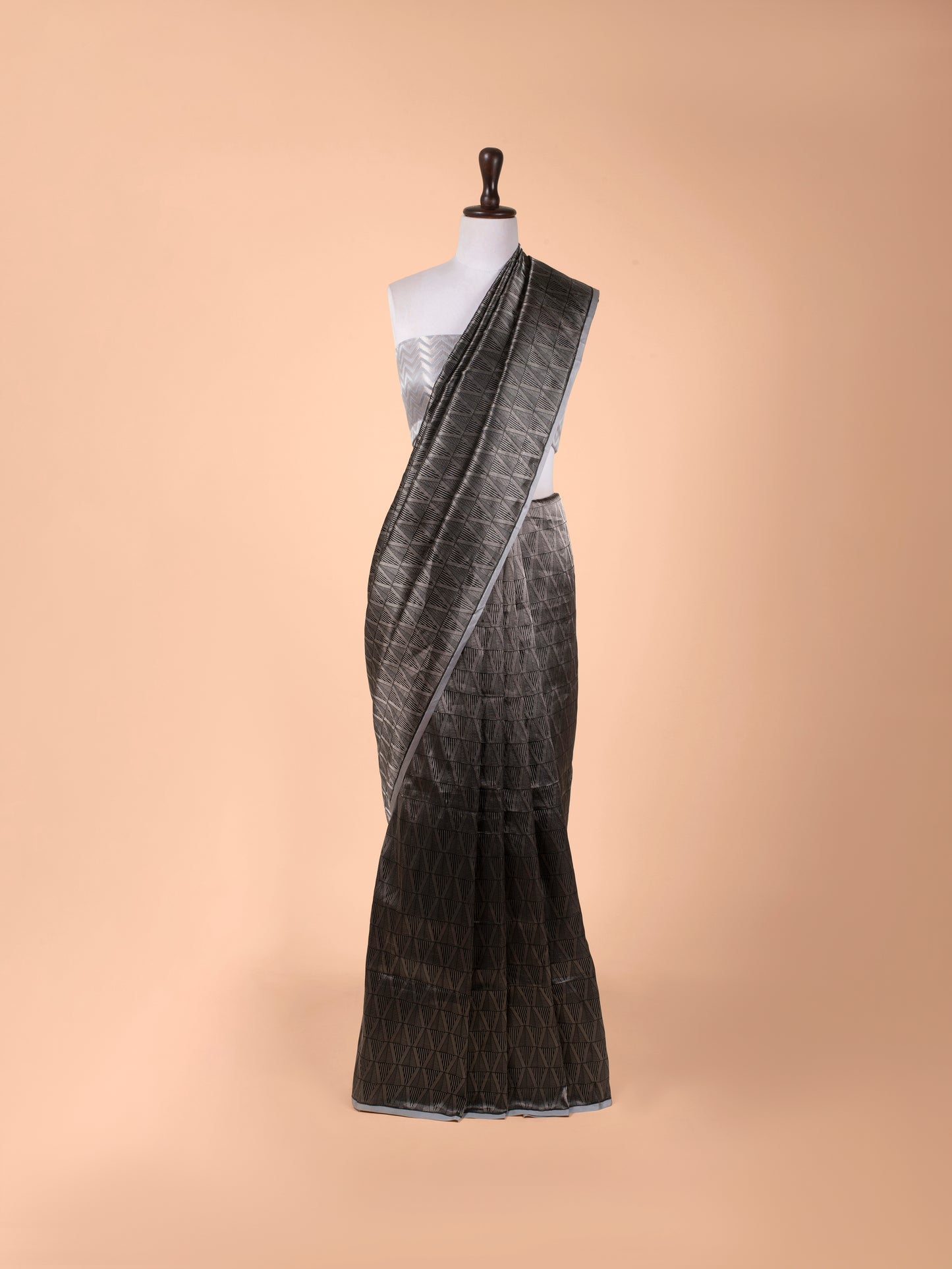 Handwoven Black Satin Tissue Saree