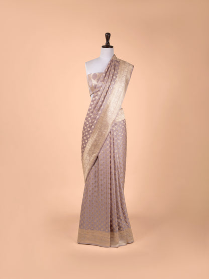 Handwoven  Mauve Satin Silk Saree