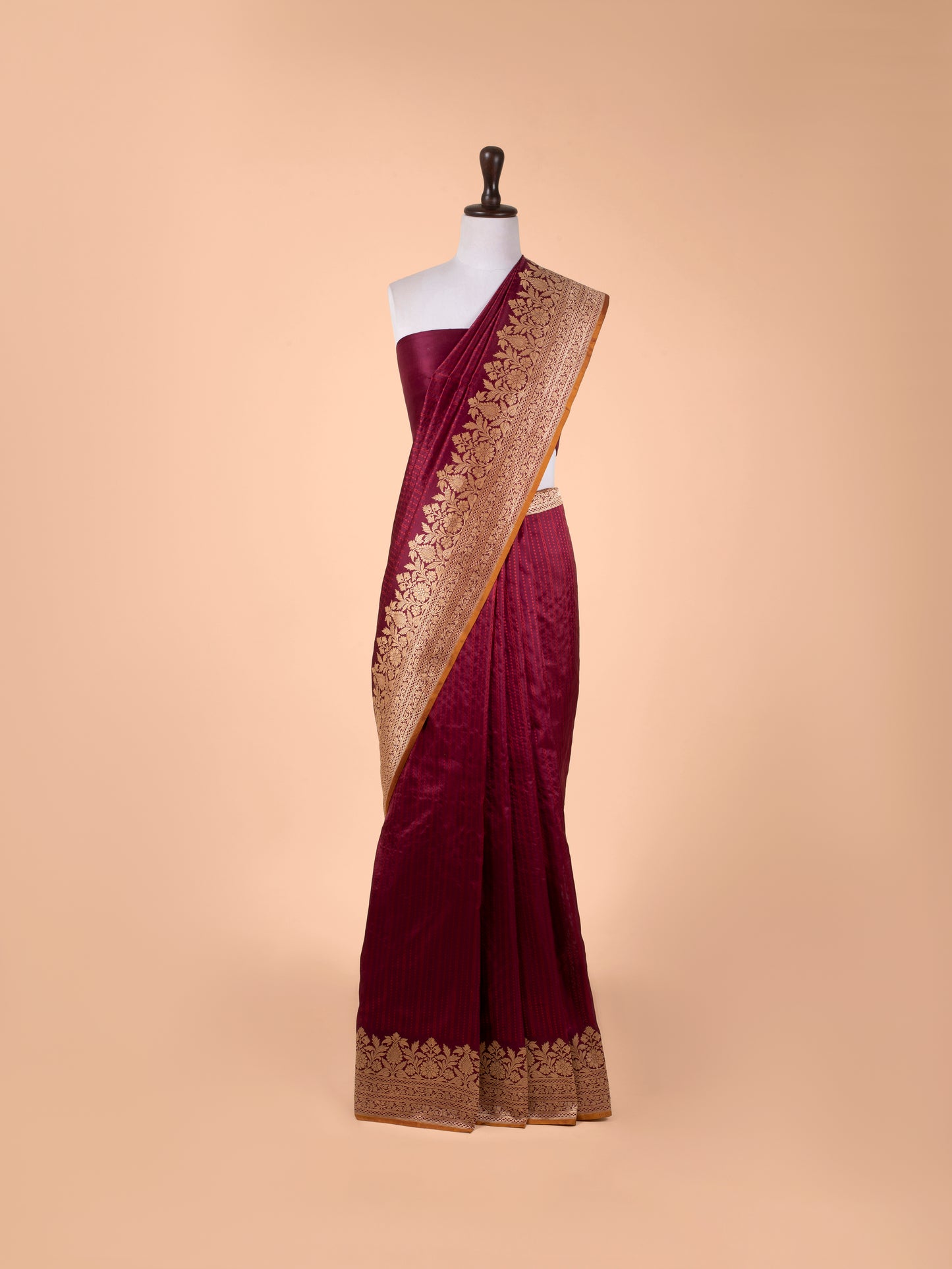 Handwoven Garnet Silk Saree