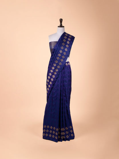 Handwoven Blue Satin Silk Saree