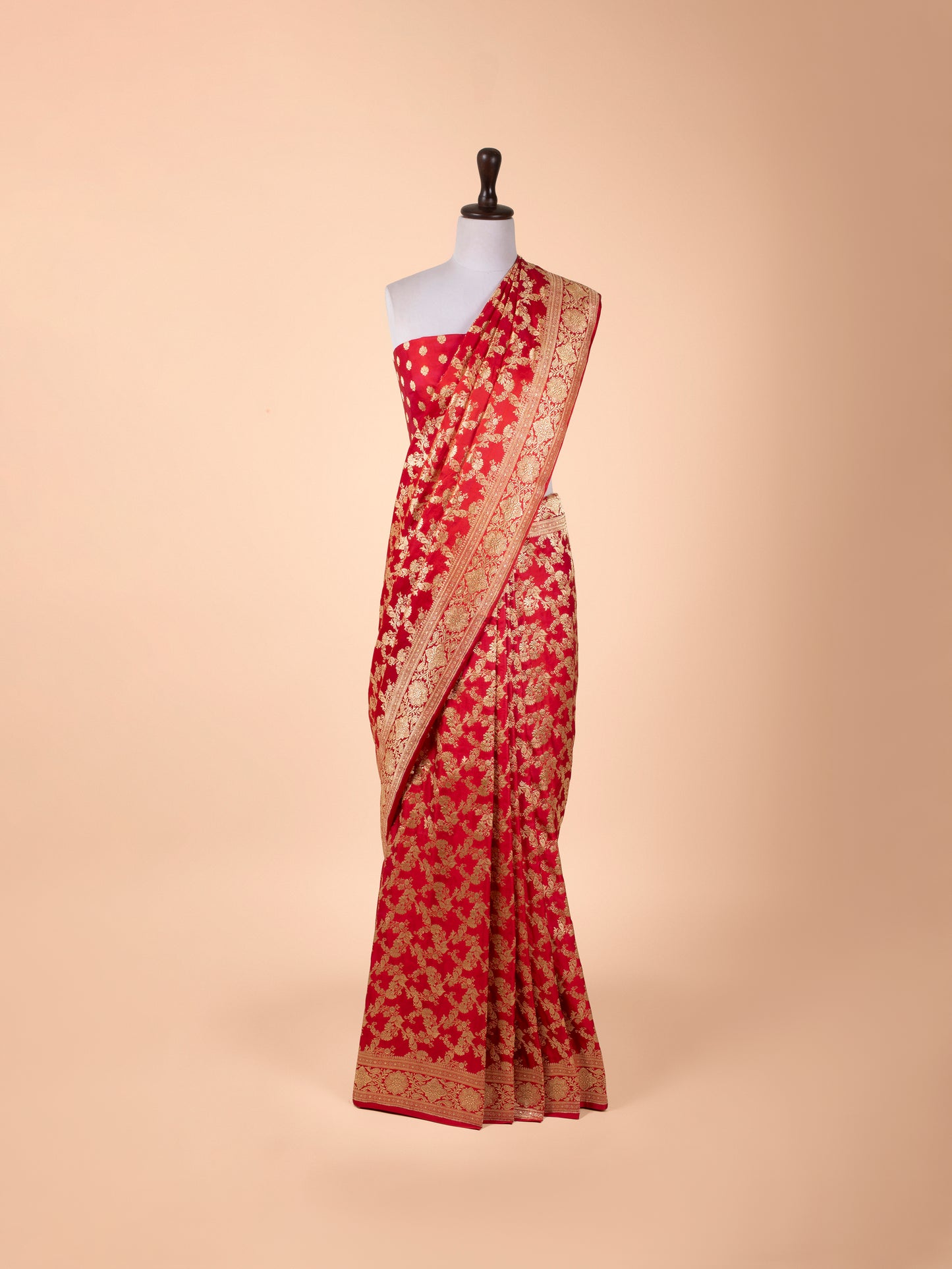 Handwoven Red Satin Silk Saree