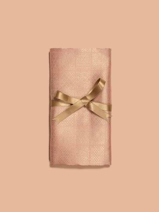 Handwoven Peach Silk Blouse Fabric - D