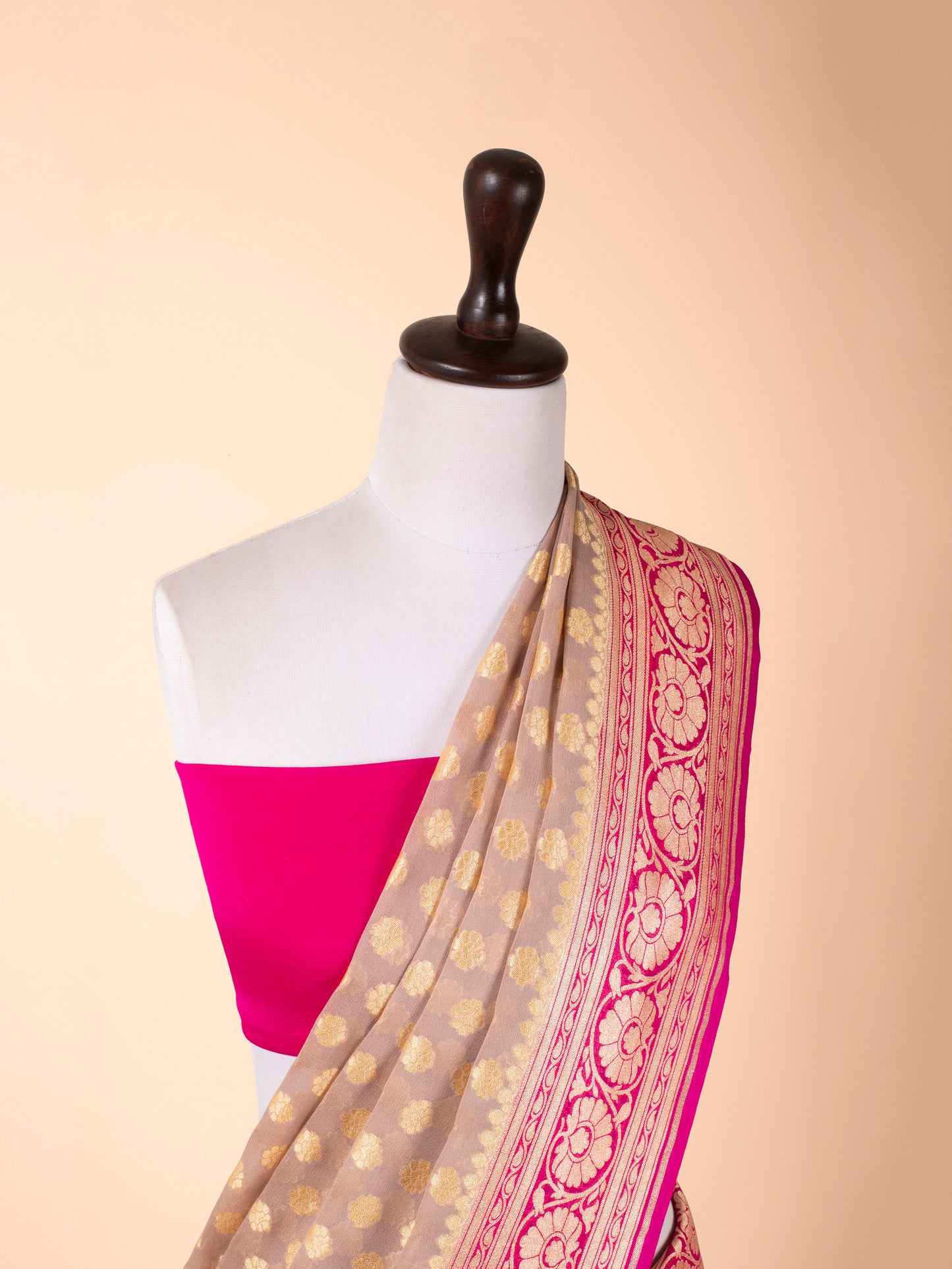 Handwoven Rosepink Georgette Saree