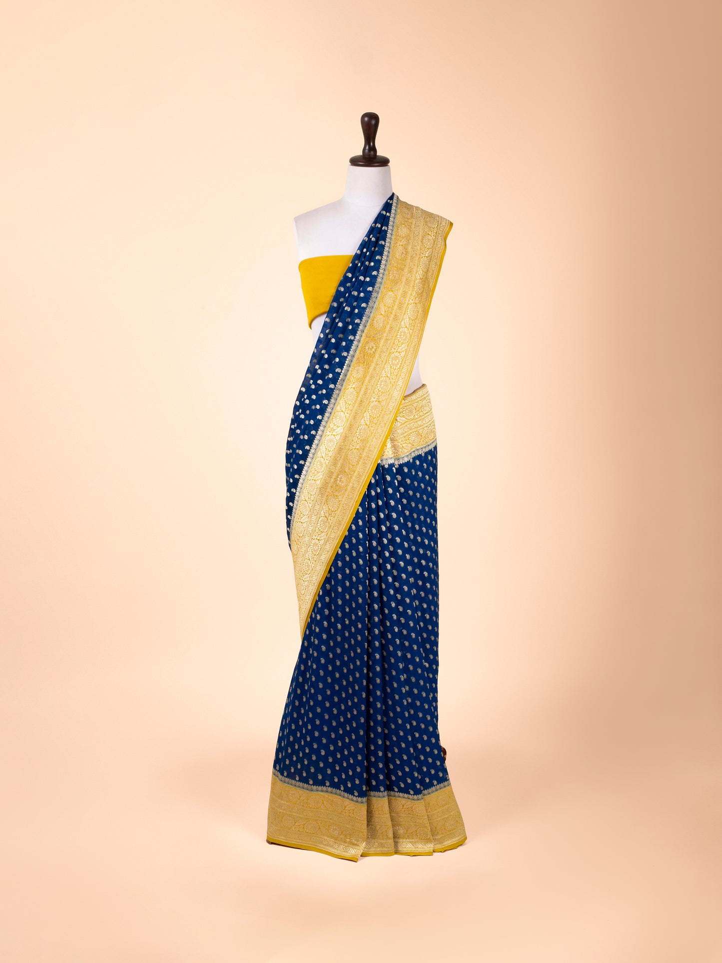 Handwoven Blue Georgette Saree