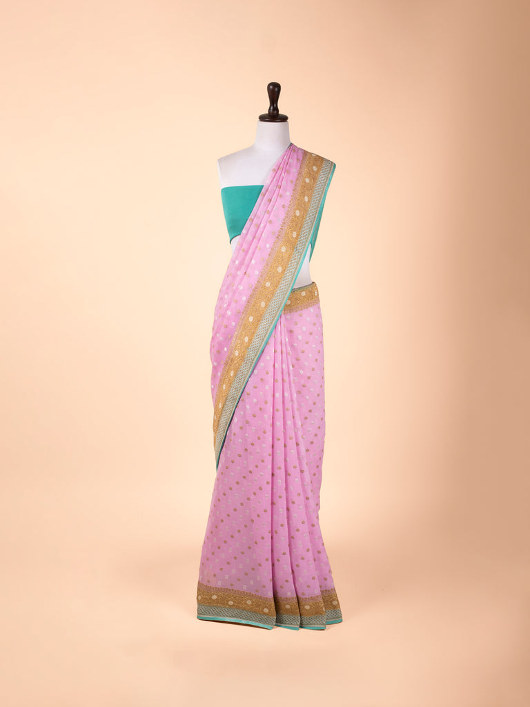 Handwoven Pink Georgette Saree