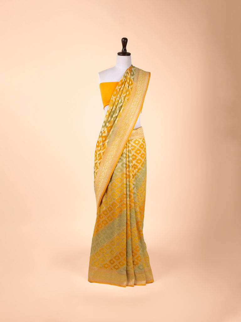 Handwoven Yellow Georgette Saree