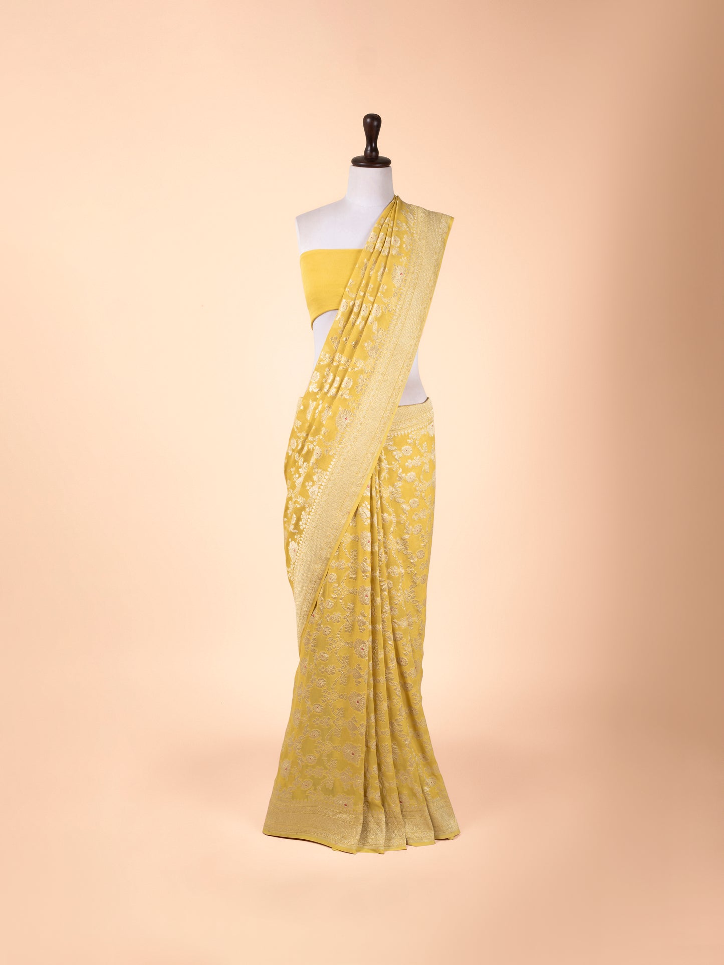 Handwoven Yellow Georgette Saree