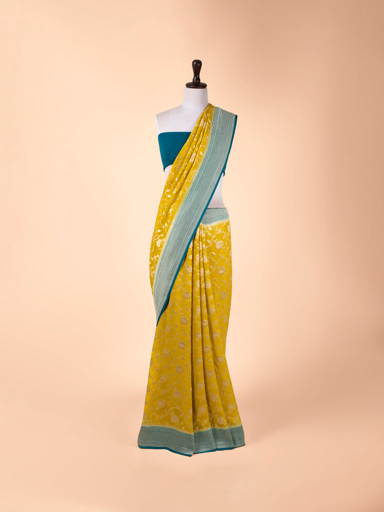 Handwoven Yellow Georgette Saree