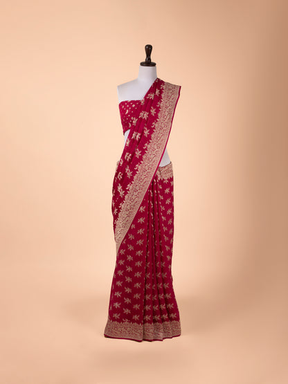 Handwoven Rani Pink Georgette Saree