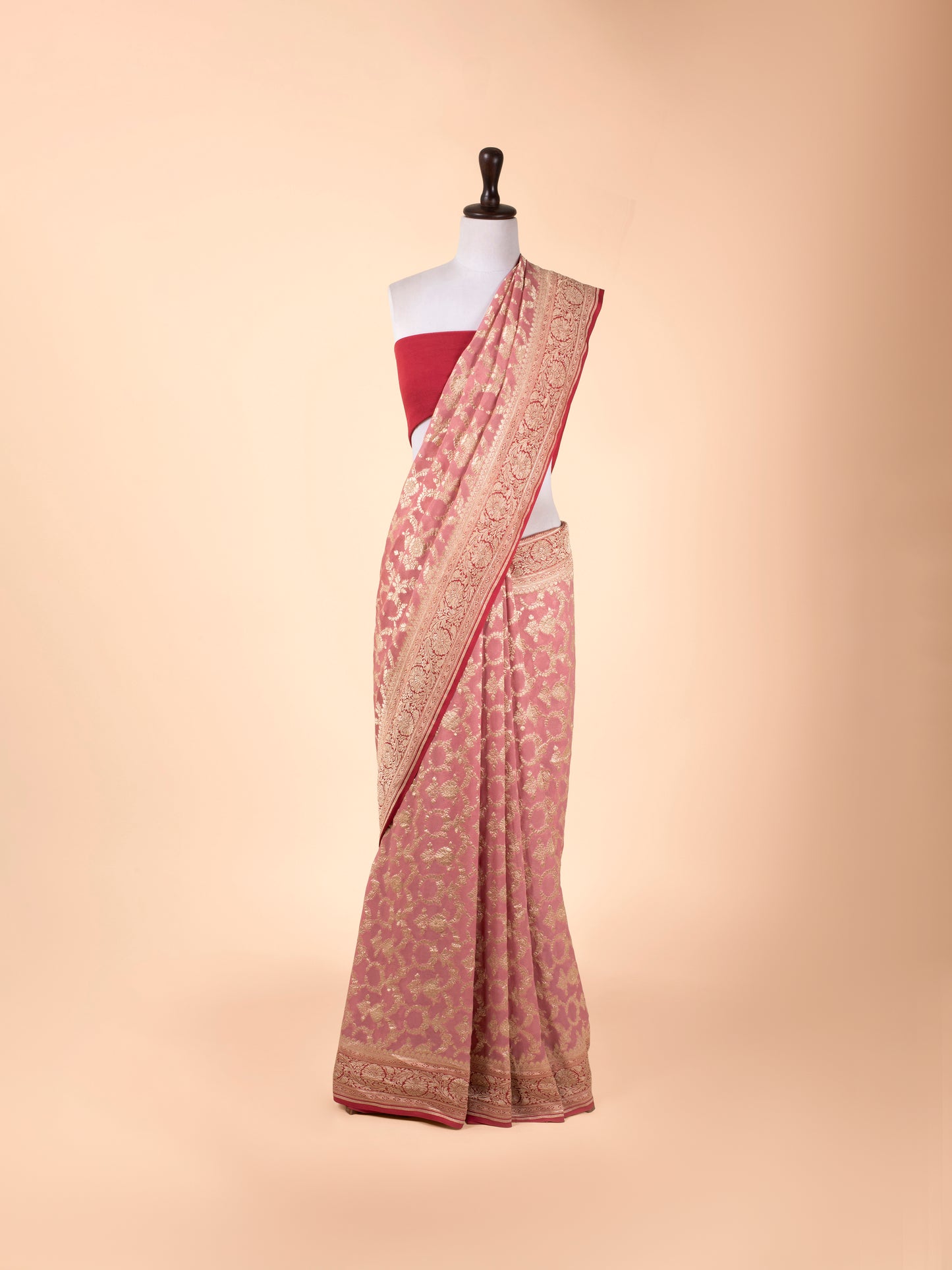 Handwoven Pink Georgette Saree