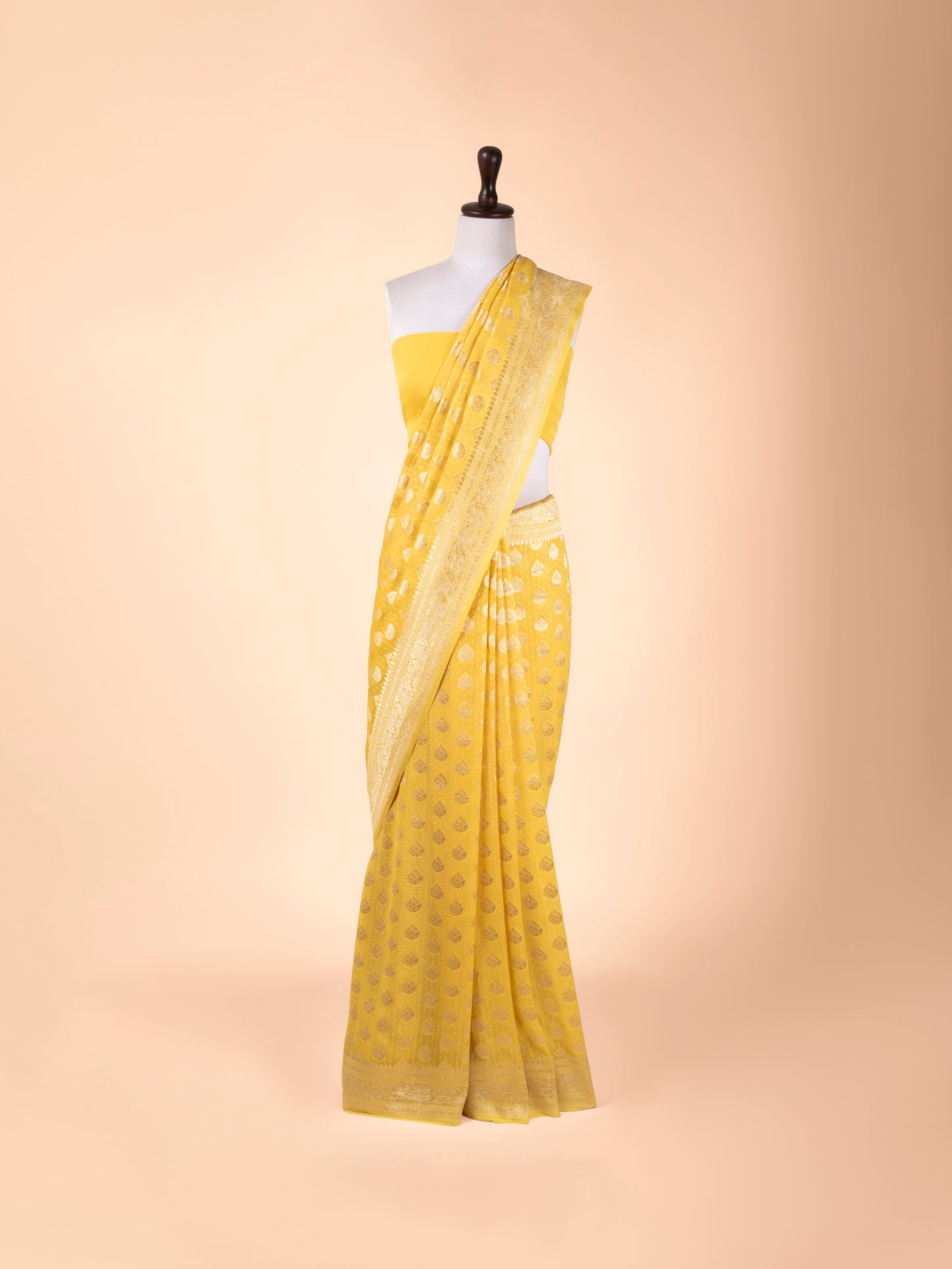 Handwoven Yellow Georgette Saree