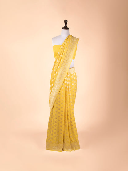 Handwoven Yellow Georgette Saree