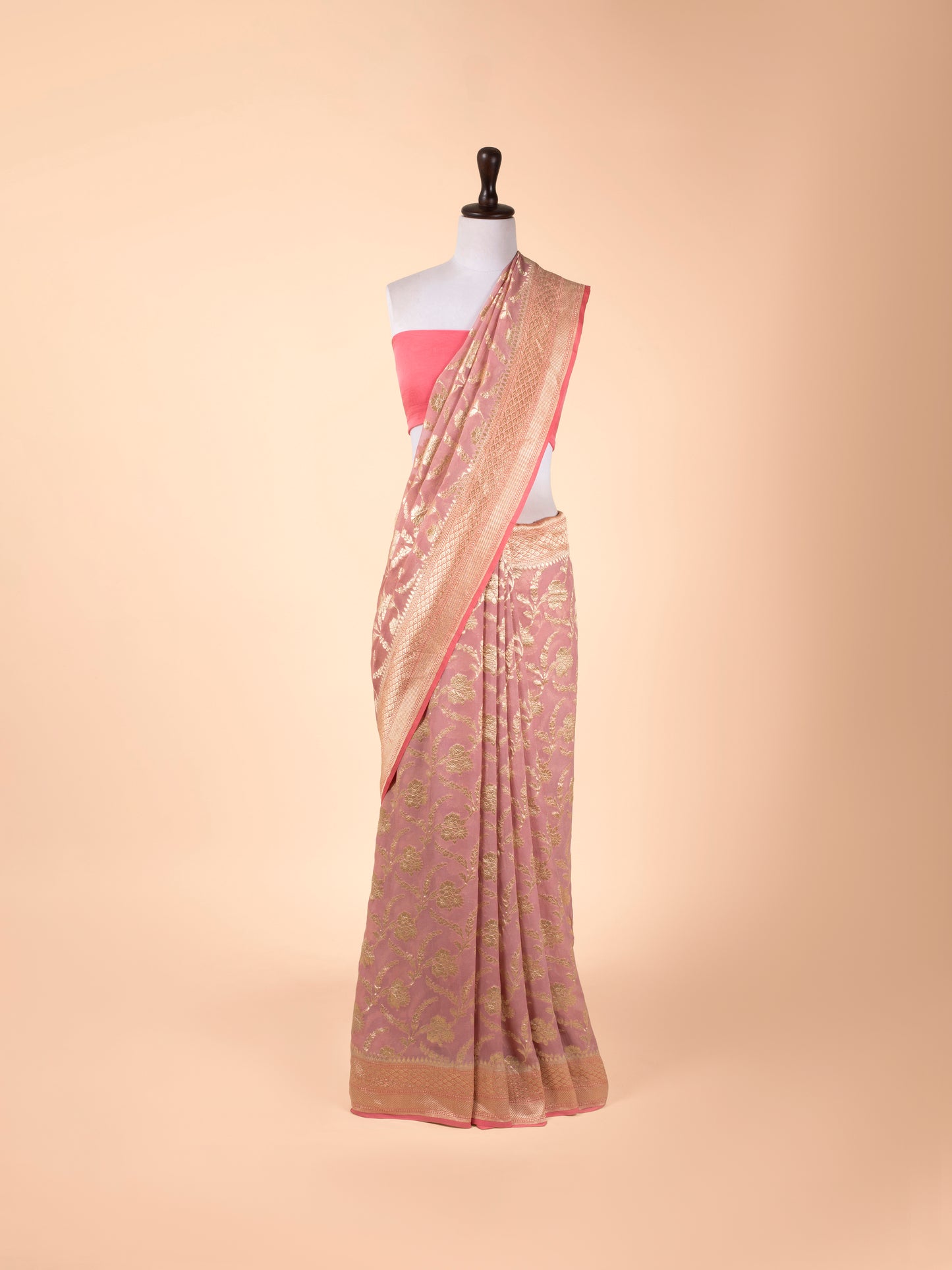 Handwoven Pink Georgette Saree