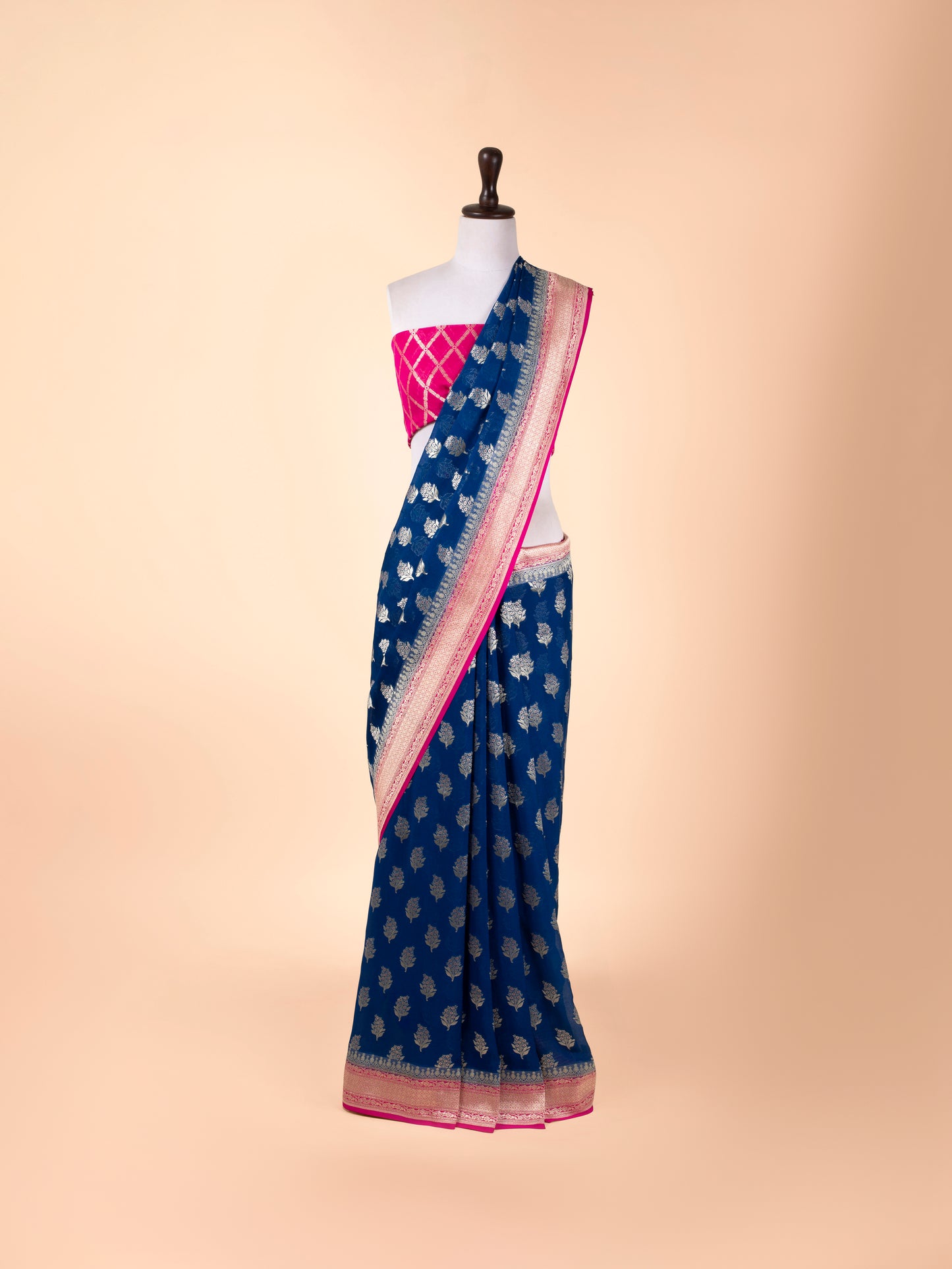 Handwoven Blue Georgette Saree