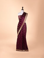 Handwoven Garnet Satin Silk Saree