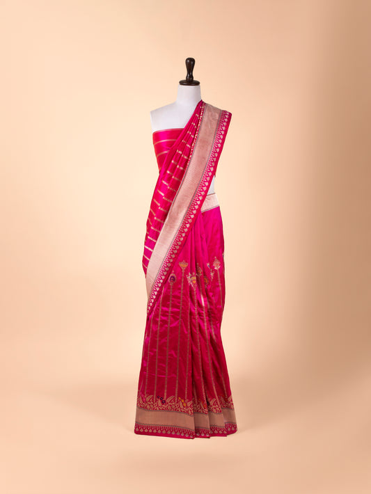 Handwoven Rani Pink Silk Saree