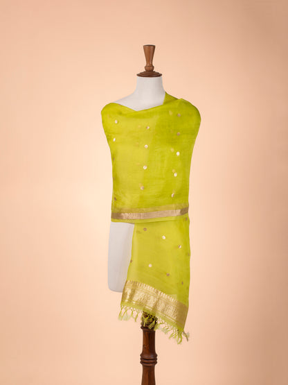 Handwoven Green Organza Dupatta