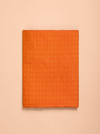 Handwoven Orange Satin Silk Fabric