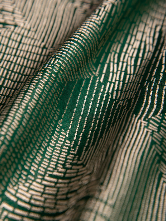 Handwoven Green Silk Fabric- D