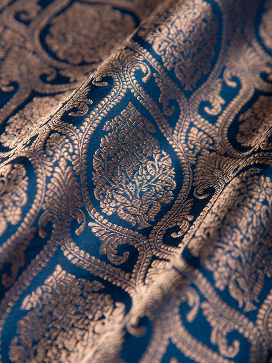 Handwoven Blue Silk Fabric- D
