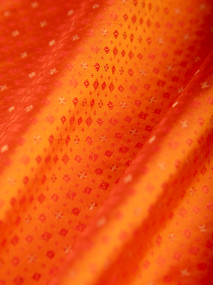 Handwoven Orange Satin Silk Fabric