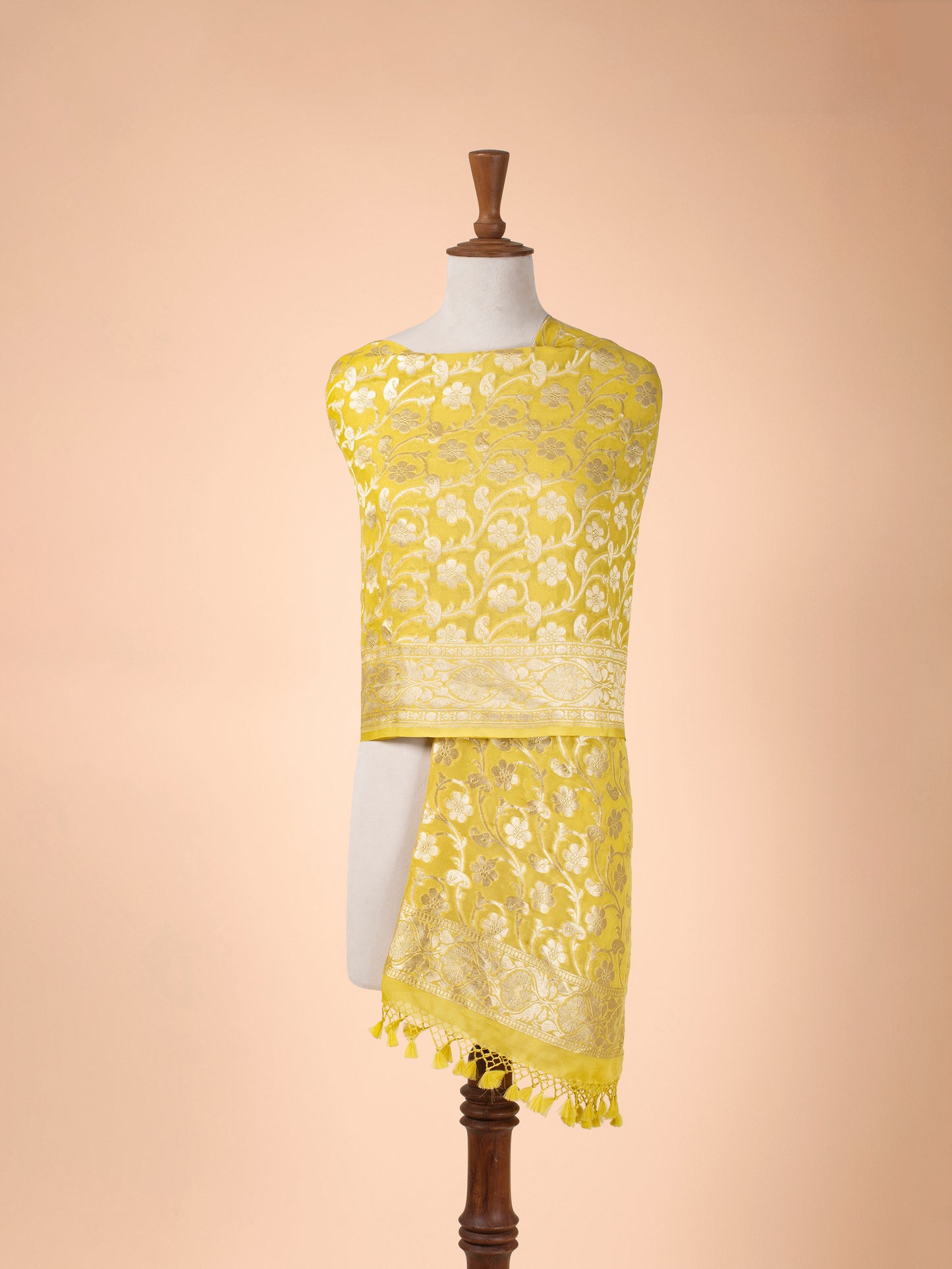 Handwoven Yellow Georgette Dupatta