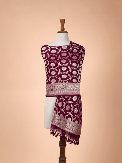 Handwoven Wine Georgette Dupatta