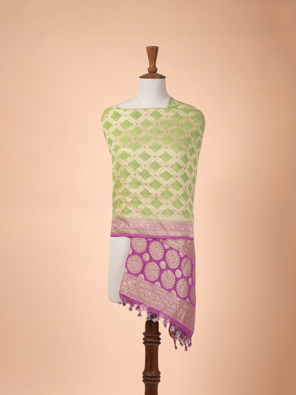 Handwoven Green Georgette Dupatta