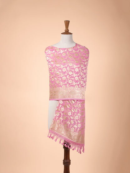 Handwoven Pink Georgette Dupatta