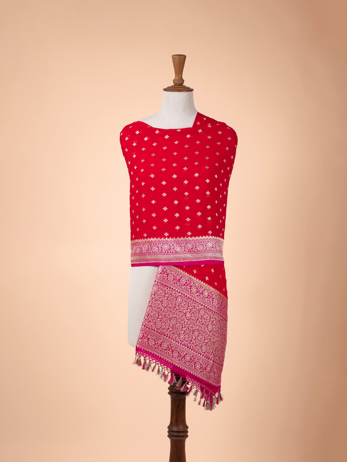 Handwoven Red Georgette Dupatta