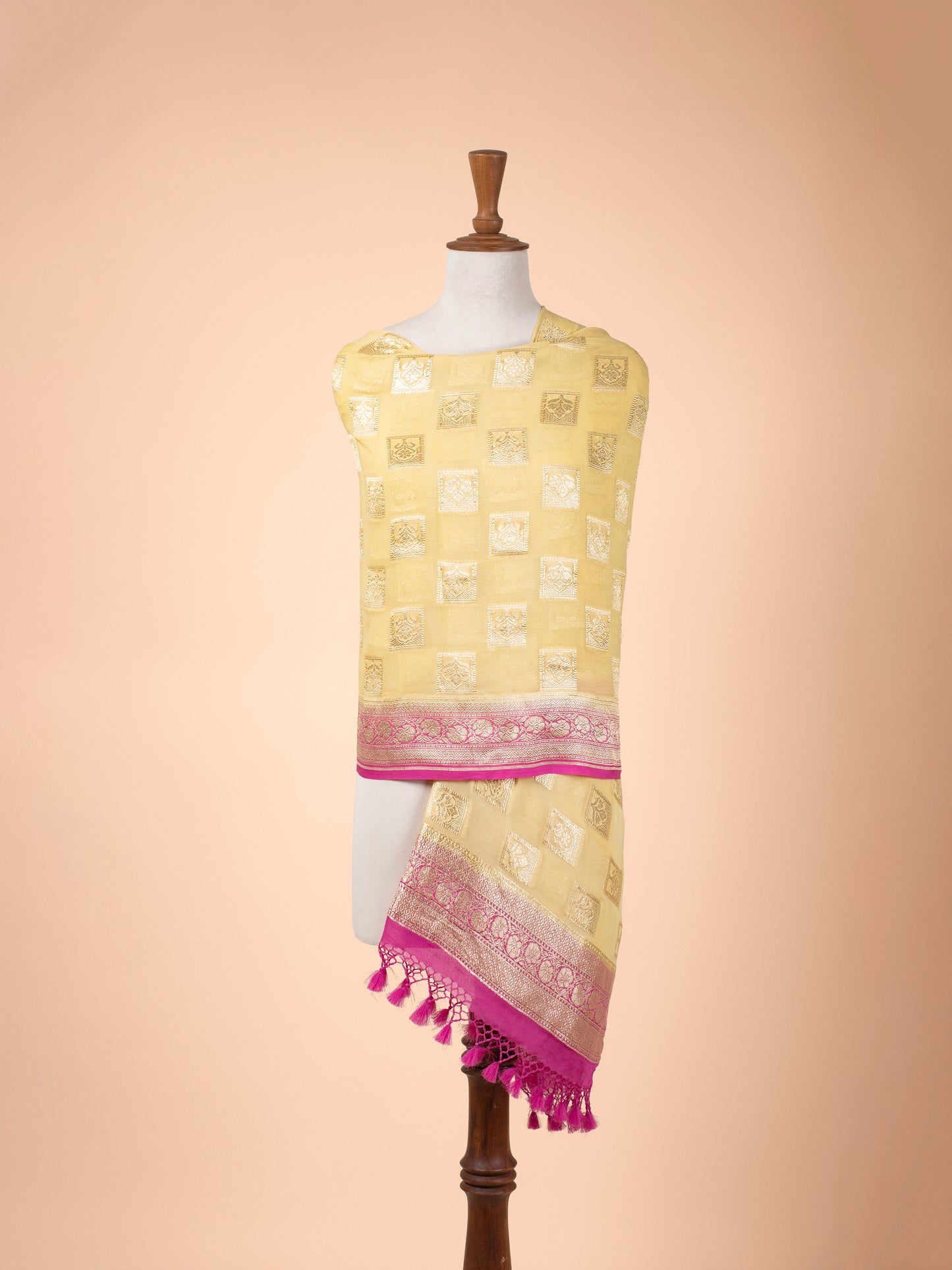 Handwoven Yellow Georgette Dupatta