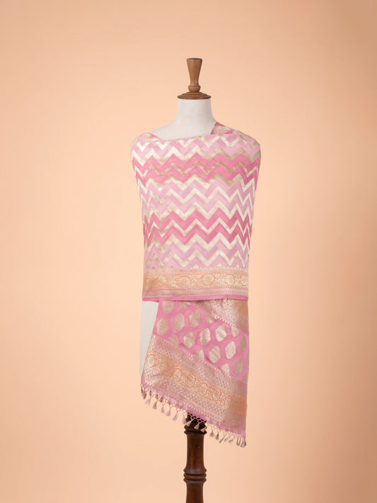 Handwoven Peach Georgette Dupatta