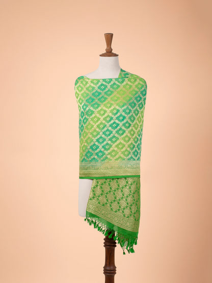 Handwoven Green Georgette Dupatta