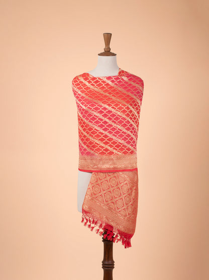 Handwoven Orange Georgette Dupatta