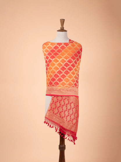 Handwoven Orange Georgette Dupatta