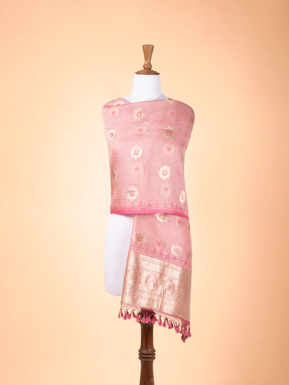 Handwoven Pink Organza Dupatta