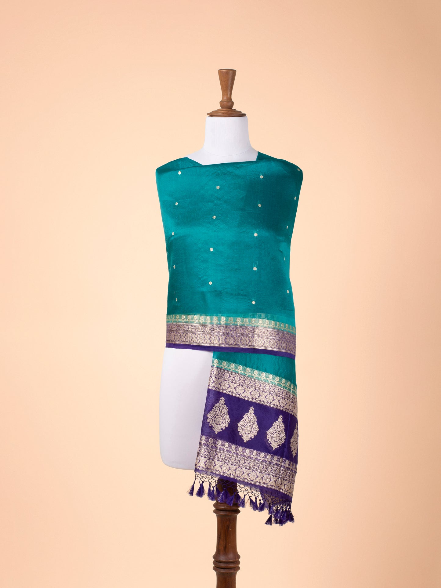 Handwoven Aqua Green Organza Dupatta