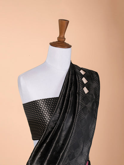 Handwoven Black Satin Tissue Saree