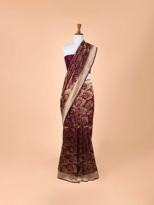 Handwoven Garnet Silk Saree